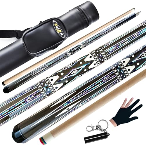 Tai ba cues Pool Cue Stick, 13mm Tip, 58", Hardwood Canadian Maple Professional Billiard Stick 19,20,30 Oz (Selectable)-Blue, Red, Green Pool Cue Stick - color: P01-21 oz + case +2 Accessories
