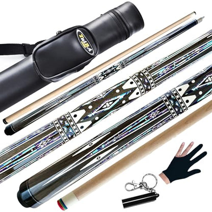 Tai ba cues Pool Cue Stick, 13mm Tip, 58", Hardwood Canadian Maple Professional Billiard Stick 19,20,30 Oz (Selectable)-Blue, Red, Green Pool Cue Stick - color: P01-21 oz + case +2 Accessories