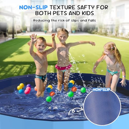 97'' Foldable Dog Pool, Kiddie Pool, Plastic Non-Slip Kids Pools, Heavy Duty Dog Pad for Large Dogs, Oversized Pet Dogs Bathtub, Indoor and Outdoor Kids Pet Wading Pools - size: XXXXXL - 97*16 IN - 511 Gal