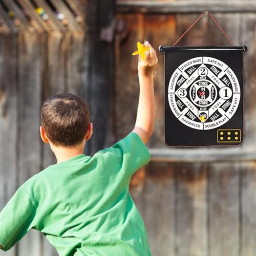 GSE Games & Sports Expert Double-Sided Magnetic Dart Board for Indoor/Outdoor. Magnetic Baseball/Dartboard Game Set with 6 Safe Darts