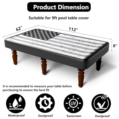 Pool Table Cover 9ft,Billiard Table Covers Waterproof Custom Tablecloth Dust Cloth,Indoor/Outdoor Billiards Topper Accessories for Protecting Felt Scratch-Resistant for para Bar,Billiard Room (9ft) - size: 9ft
