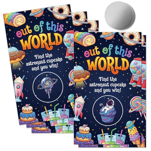 50 Pcs Out of This World Scratch off Cards, Funny Outer Space Theme Scratch Cards for Birthday Party, Lottery Group Reveal Games Activity Supplies, Galaxy Theme Party Supplies (Dark Blue) - color: Dark Blue
