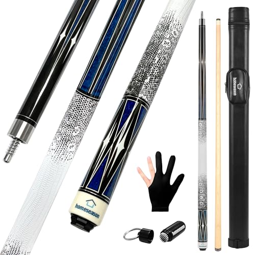 HomeSeason Pool Cue Stick 58" Billiard Cue Sticks 3D Printed Grip Professional Low Deflection Pool Sticks Maple Wood Pool Sticks 13mm Tip - color: 21oz with bag