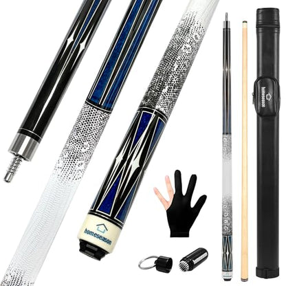HomeSeason Pool Cue Stick 58" Billiard Cue Sticks 3D Printed Grip Professional Low Deflection Pool Sticks Maple Wood Pool Sticks 13mm Tip - color: 21oz with bag