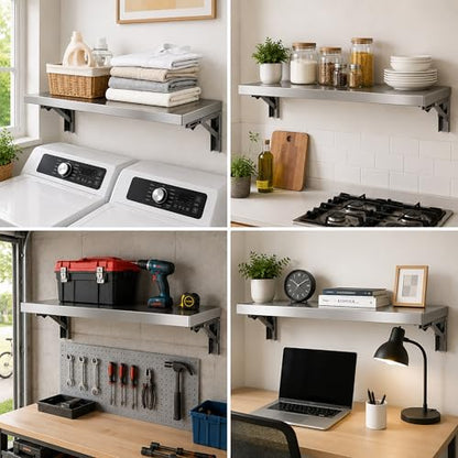 Wall Mounted Folding Table,304 Stainless Steel Wall Folding Desk,Floating Table for wall,Laundry Room Folding Table,Home Bars and Dining Establishments(100x50cm /39.4"x19.7")