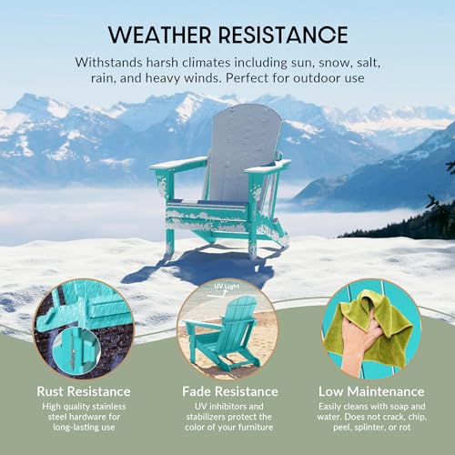 WestinTrends Malibu HDPE Outdoor Patio Folding Poly Adirondack Chair, Turquoise - color: Turquoise, size: 1 Chair