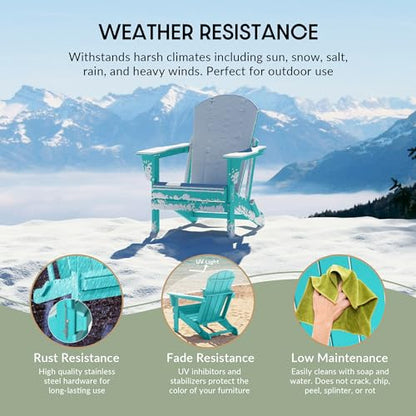WestinTrends Malibu HDPE Outdoor Patio Folding Poly Adirondack Chair, Turquoise - color: Turquoise, size: 1 Chair