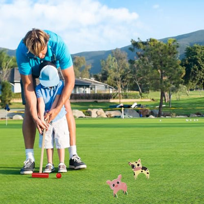 TOYANDONA Kids Croquet Set, Cartoon Wooden Animal Croquet Set Funny Lawn Games for Boys Girls