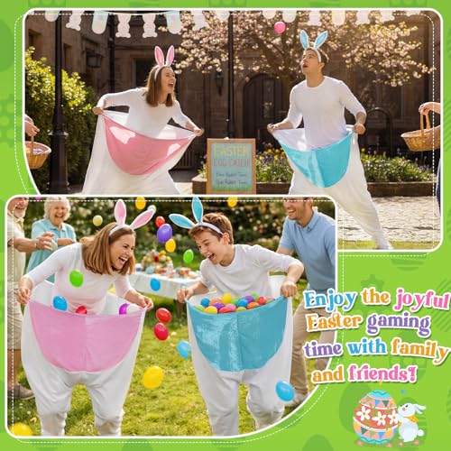 22 Pcs Granny Pant Yard Game Easter Game Set Giant Bunny Pant Easter Egg Ear Headband for Family Reunion Gathering Yard Backyard Lawn Outdoor Indoor Carnival Party Activity Supply