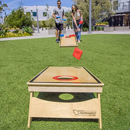 GoSports Tournament Edition Regulation Cornhole Game Set - 4 ft x 2 ft Wood Boards with 8 Dual Sided (Slide and Stop) Bean Bags - style: PRO Tournament Edition