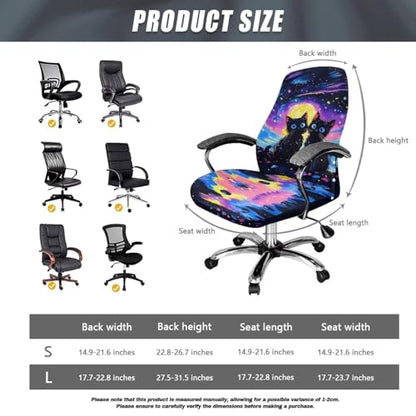 Cat Office Chair Cover, Water Resistant Computer Desk Chair Cover High Back Universal Executive Boss Chairs Covers Washable Desk Rotating Chairs Slipcovers - color: Cat 3, size: Small