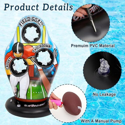 Justforjoyful Pool Football Games for Kids Water Inflatable Football Target Floats Swimming Toss Throwing Training Game for Summer Party Beach Outdoor Indoor Yard Family Birthday Gift