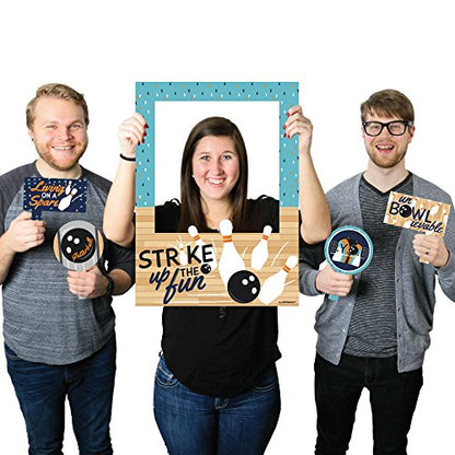 Big Dot of Happiness Strike Up The Fun - Bowling - Birthday Party or Baby Shower Selfie Photo Booth Picture Frame and Props - Printed on Sturdy Material