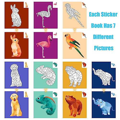 AEAHALY Animal Crafts for Kids Ages 4-8 Sticker Paint Books Sticker Book for Kids Ages 4-8 Boys and Girls Birthday Gifts Party Favor, Travel Activity Book Set for Learning - style: Animal
