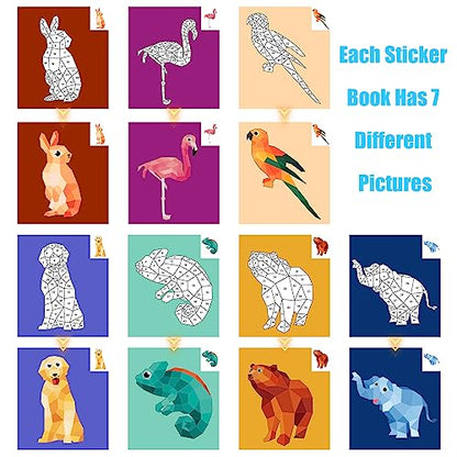 AEAHALY Animal Crafts for Kids Ages 4-8 Sticker Paint Books Sticker Book for Kids Ages 4-8 Boys and Girls Birthday Gifts Party Favor, Travel Activity Book Set for Learning - style: Animal
