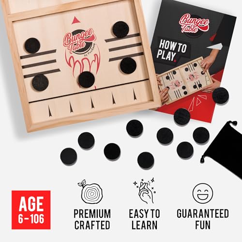Fast Sling Puck Game - Test Your Speed and Accuracy with This Fast-Paced Wooden Air Hockey Board Game - Guaranteed Fun for Family Night or Friends Party - style: Large