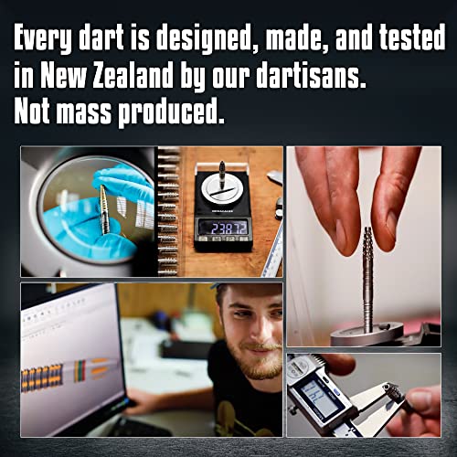 Shot Darts Steel Tip, Viking Raven (22g/23g/24g/25g), 90% Tungsten Barrels, Center Balanced with with Dual Grip, Handcrafted Professional Dart Set and Flights Made in New Zealand, Metal Tip Bar Darts - style: 23 Grams