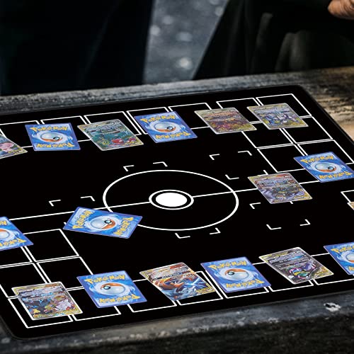 Biouai Playmat for Card Game with Tube - Stitched Play Mat for Card Gameplay with Zones, 2 Player Trainer Game Playing Mat (red) - color: Red