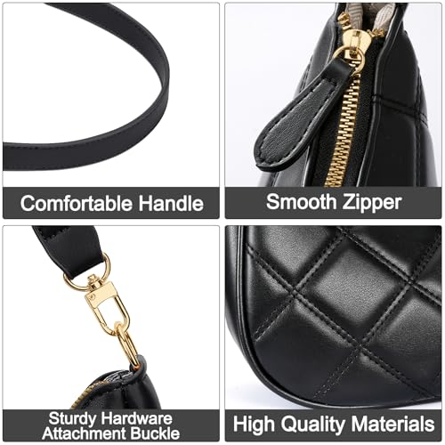 KKXIU Shoulder Bag for Women Cute Hobo Purses and Handbags Retro Clutch Underarm Purse | Cute - color: Qblack