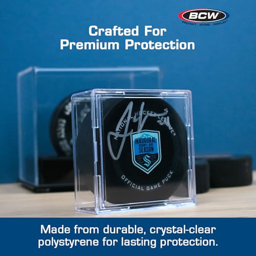 BCW Hockey Puck Display Case Cube Holder 6-Pack, Crystal Clear, Stackable