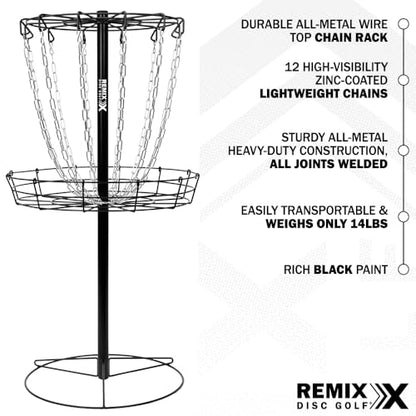 Remix Practice Basket for Disc Golf - Choose Your Color and Style - style: Single Chain - Black
