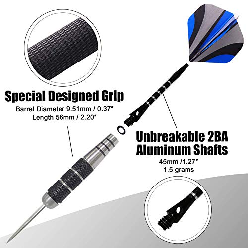 WINSDART Steel Tip Darts 12 Pack Set with Nonslip Iron Barrel Aluminum Dart Shafts and Flights Darts Sharpener an Gift Box - color: DARTS-B