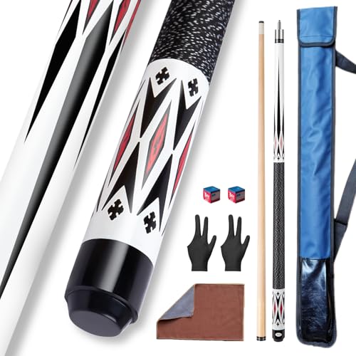 Pool Cue Stick Set,58" Billiard Cue Sticks,19/20 oz 1/2 Maple Billiard Pool Stick,13mm Cue Tip 2-Piece Pool Cue - color: White 20oz