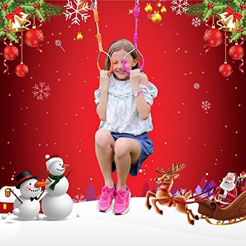Rainbow Craft 7-Pack Colorful Ninja Rings - Gymnastic Ring, Swing Bar Ring, Monkey Rings for Backyard Ninja Warrior Obstacle Slackline Kits - color: 7 Pack Ninja Acc