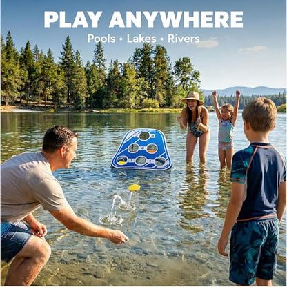 GoSports Splash Skip Floating Pool Cornhole Game – Stone Skipping Swimming Pool Game for Adults & Family – Water Cornhole Game for Pools & Lakes - style: Classic (1 Target)
