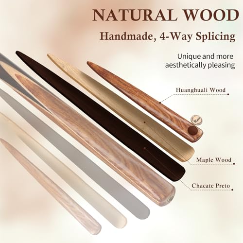 Kmise 3/4 Split Snooker Pool Cue, Handcraft, 4-Face Spliced Professional Snooker Pool Stick, Pool Sticks for Adults, with 2 Extension Cues, Complete Cue Set（18oz）