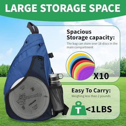 MOYAQI Disc Golf Bag with Retriever Holder and Storage Pockets, Disc Golf Backpack with 8-10 Disc Capacity, Padded Adjustable Strap and Back Panel, Lightweight and Durable - color: Royal blue