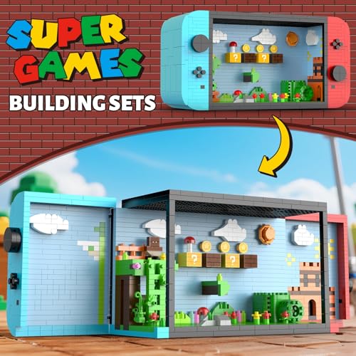 Vziimo Super Player Game Building Sets,Cool Building Blocks Kits for Adults, Openable and Closed 3D Anime Scene Model Creative Idea Gift for Teens 14+ (1528 Pieces) - style: Super Player Game