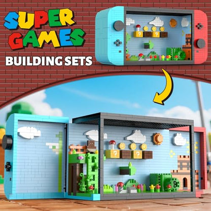 Vziimo Super Player Game Building Sets,Cool Building Blocks Kits for Adults, Openable and Closed 3D Anime Scene Model Creative Idea Gift for Teens 14+ (1528 Pieces) - style: Super Player Game
