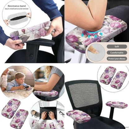 Boho Floral Desk Chair Cover Elastic 4-Piece Set Stretchy Pet Friendly Soft Computer Chair Cover for Home Office and Game Room Chairs - color: Boho Floral
