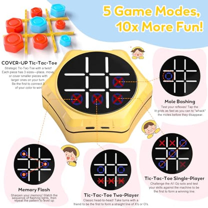 Tic Tac Toe Handheld Game Bolt : VORQXIN Digital Electronic Brain Teaser - 5 in1 Portable Mini Console Mute Function Travel Games for Car Ride,Unique Gift for Boys Girls and Adults