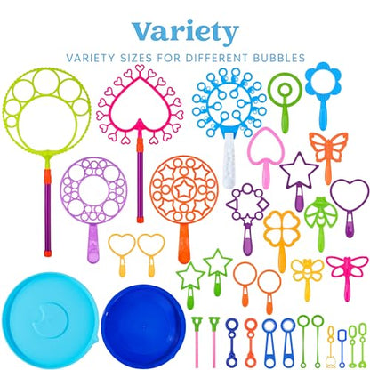 JOYIN Big Bubble Wands Set, Giant Bubble Wand Toys with Tray Bulk for Kids Adults, Summer Toys, Birthday Party Favors, Outdoor Activities, Easter Basket Stuffers - style: Regular