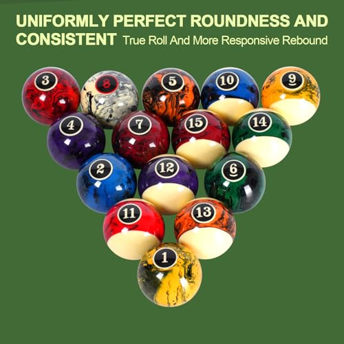 Billiard Ball/Pool Ball Set Complete 16balls 2-1/4" Regulation Size&Weight Resin Ball