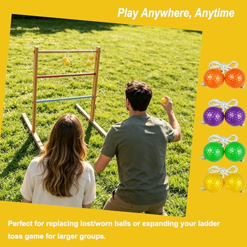 12 Pack Ladder Balls Ladder Toss Balls Replacement with Storage Bag for Toss Match - color: Orange Purple Green Yellow