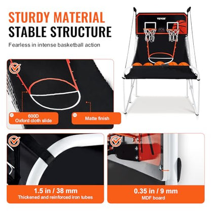 VEVOR Basketball Arcade Game Indoor, 2 Player Indoor Basketball Game, Home Dual Sport with 8 Game Modes, Electronic Scoreboard, and Inflation Pump,Adults - style: Fodable-Advanced