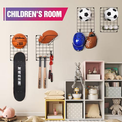 GADFISH Wall Mounted Garage Sports Equipment Organizer, DIY Assembly Ball Storage Rack for Sports Gear and Toys, Garage Ball Holder for Wall Garage Organization Accessorie