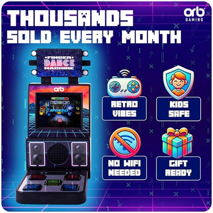 Orb - Mini Finger Dance Arcade Machine, 19 in-Built Songs, 4 Difficulty Levels, 8-Bit Retro Arcade Games, 2.5” Full Colour Screen, 5-Way Joystick Touch Pads, Volume Control - color: Arcade Boogie (4 Levels)