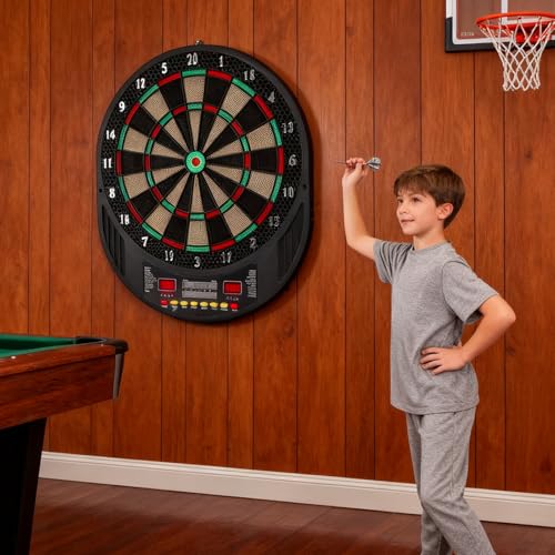 Fdit Electronic Dart Board, Hanging Dartboard Set with Automatic Scoring System for Soft Tip Darts Players Indoor Family Fun