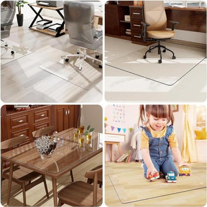 Office Chair Mat For Hardwood Floor, 75x120cm/150x120cm/180x200cm Clear PVC Table Cover, Computer&Desk Chair Mat, 1mm Floor Protector Mat For Rolling Chairs, Can't Be Used On Carpet(Size:24x24in) - size: 24x24in