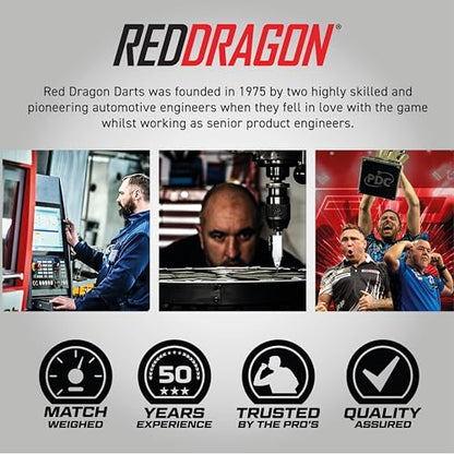 RED DRAGON Dart Flights and Shafts (Stems) Combo Set - Hardcore Flights and VRX Shafts - color: Black Black