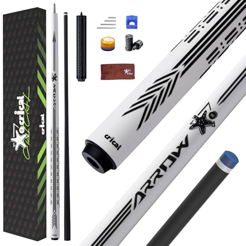 CRICAL Carbon Fiber Pool Cue Stick - 58" Low Deflection Professional Pool Cue with Pro Taper Shaft, 3D Anti-Slip Wrapless Grip, 12.5mm Tip & 3/8x8 Joint Billiard Stick for Enhanced Control & Accuracy - color: CL-PD-Set White