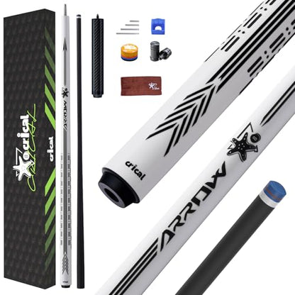 CRICAL Carbon Fiber Pool Cue Stick - 58" Low Deflection Professional Pool Cue with Pro Taper Shaft, 3D Anti-Slip Wrapless Grip, 12.5mm Tip & 3/8x8 Joint Billiard Stick for Enhanced Control & Accuracy - color: CL-PD-Set White