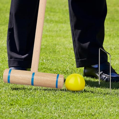 Relaxdays Croquet Game Wooden Set of 8 Adults Outdoor Indoor Garden Park Travel Bag Mallet Multicolor Wood 76x13x3cm