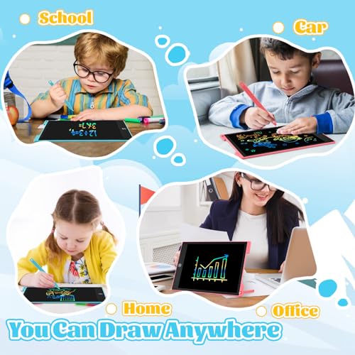 EooCoo Toys for Ages 3-8, 12 Inch LCD Writing Tablet 2 Pack, Preschool Classroom Must Haves, Electronic Drawing Board Drawing Pad, Birthday Gifts for Boys & Girls, Kids Travel Essential - 12 Inch - color: 12”pink&blue