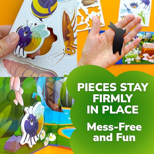 Quokka Travel Magnetic Puzzles for Toddlers 1-3 – 20+Pcs Bugs Game with Extra-Long Play Book – Fun Travel Game Toy for Kids Ages 3-5 – Strong Magnets for Car Activities – Fun Toddler Puzzle Ages 2-4 - color: 05. Blue