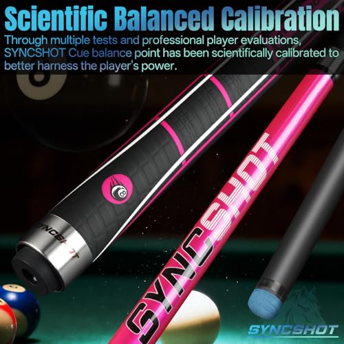 Carbon Fiber Pool Cue Stick 58" Professional Pool Sticks for Adults Full Carbon Technology Tacos De Billiar Low Deflection Billiard Pool Table Cues 3 Colors Available - color: Rose Red-H1